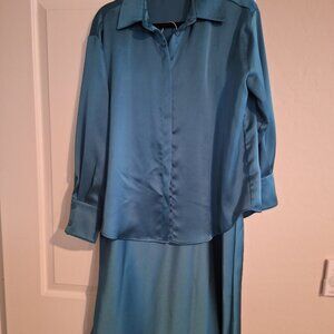 Zara Teal Blouse/Skirt Set